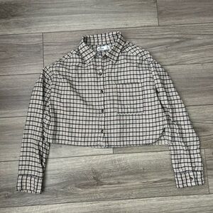 Holster cropped plaid women’s soft button up shirt